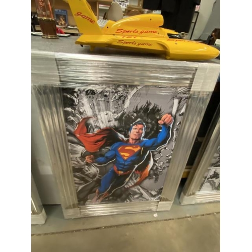 401 - Framed 3D effect pop art print Superman NEW 86H 65W