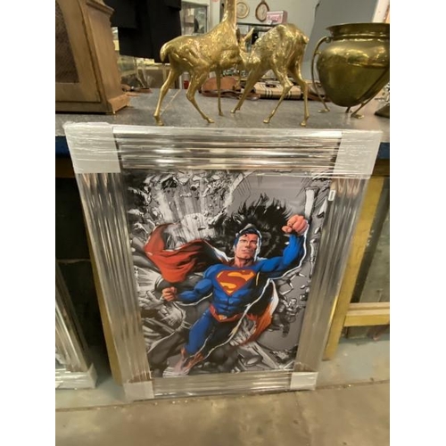 403 - Framed 3D effect pop art print Superman NEW 86H 65W