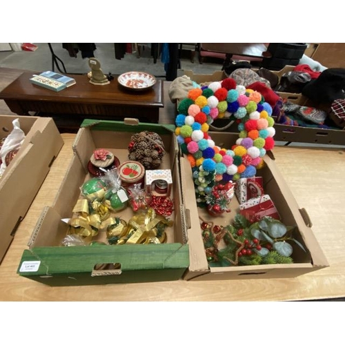 405 - 2 boxes of assorted Christmas decorations