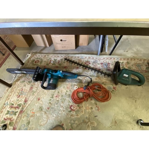 436 - Bosch AHS 600-34 electric hedge trimmer & Makita UC 4020A electric chain saw