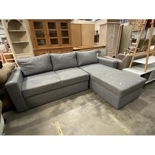 79 - Grey upholstered L Shaped storage/sofa bed 161H 225W 170D