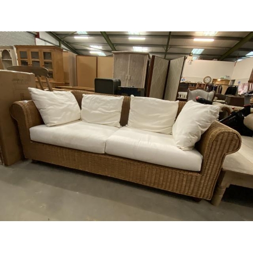 81 - Rattan conservatory sofa with cushions 200W