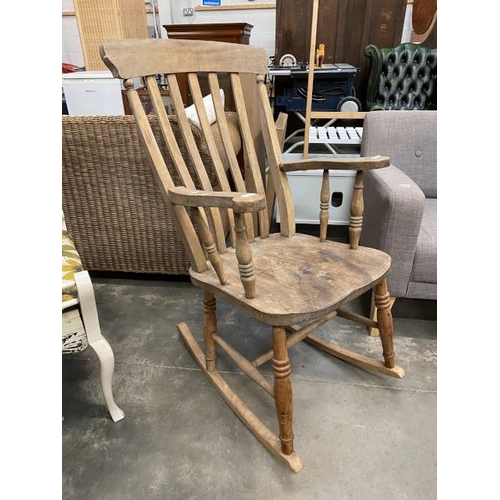 88 - Rustic pine farmhouse rocking chair 60W