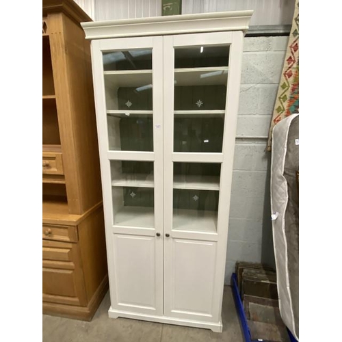 93 - Contemporary cream 2 door bookcase/cupboard 215H 93W 36D