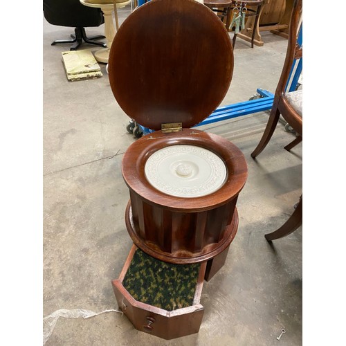 76 - Victorian circular mahogany commode 47H 43cm diameter