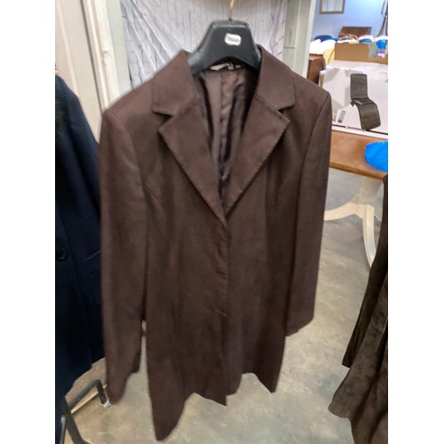 431 - 3 suede full length coats  including Kangol size 16, Dorothy Perkins Size 14 & 16, Debenhams black c... 