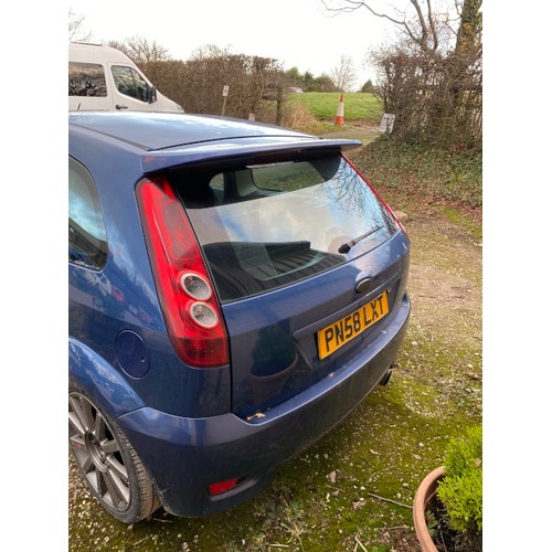 174 - PN58 LXT Ford Fiesta Zetec Blue 80 in blue, 1388CC, petrol, 3 door hatchback, 3 keys. Date of first ... 