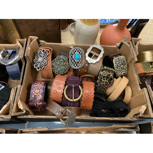 426 - 6 boxes of assorted belts (mainly suede and leather - some new with tags) including Otto Glanz, Jeff... 