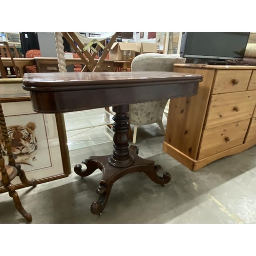 123 - Victorian mahogany fold over tea table 73H 91W 91D (as found)