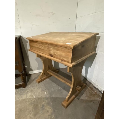 153 - Rustic pine school desk 75H 71W 52D