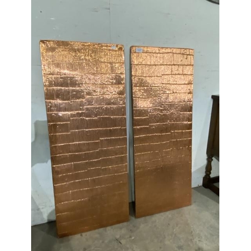 157 - Pair of contemporary copper wall plaques 101H 40W