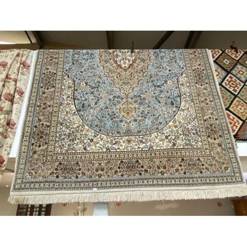 162 - Cream and blue Chinese style hand knotted rug 347L 240W