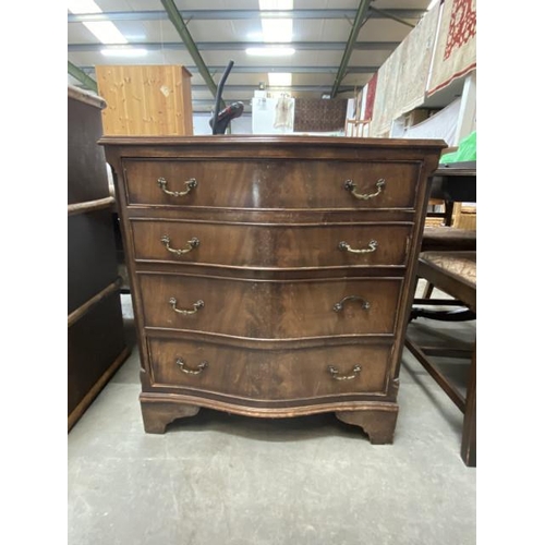 188 - Mahogany bow fronted 4 drawer chest 79H 70W 45D