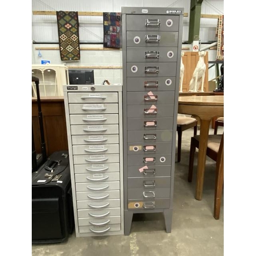 196 - Triumph 15 drawer filing cabinet 86H 28W 41D & Bisley 15 drawer filing cabinet 120H 28W 41D