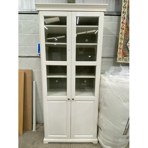 203 - Contemporary cream 2 door bookcase/cupboard 215H 93W 36D