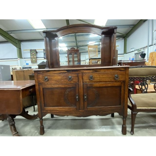 231 - Oak mirror back sideboard 165H 121W 48D