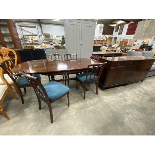 242 - Strongbow mahogany sideboard 85H 174W 44D and a mahogany twin pedestal dining table 76H 190W 89D and... 