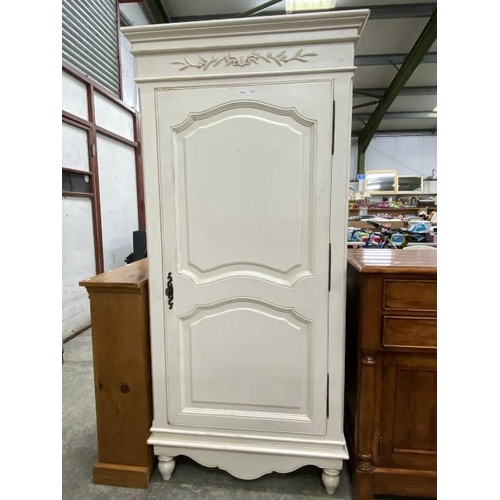 254 - Shabby Chic single door wardrobe with hanging rail to the interior 195H 92W 53D