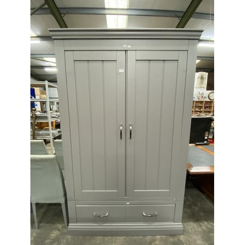 257 - Grey contemporary 2 door/1 drawer wardrobe with hanging rail to the interior 201H 126W 59D