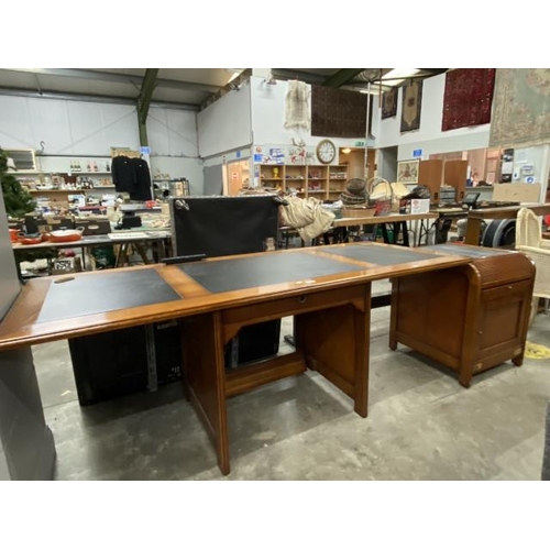 258 - ASSI D'ASOLO Italian cherrywood desk 76H 202W 80D and a matching office cupboard 72H 54W 60D