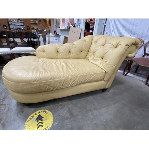 262 - Mustard leather Dormeuse button back day bed 190W