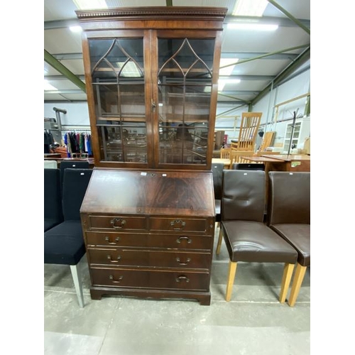 276 - Mahogany bureau bookcase with 1 key 196H 91W 44D