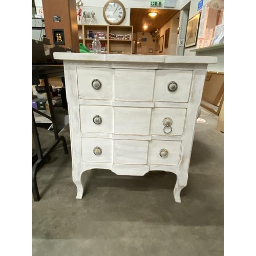 284 - White painted 3 drawer chest 81H 70W 40D