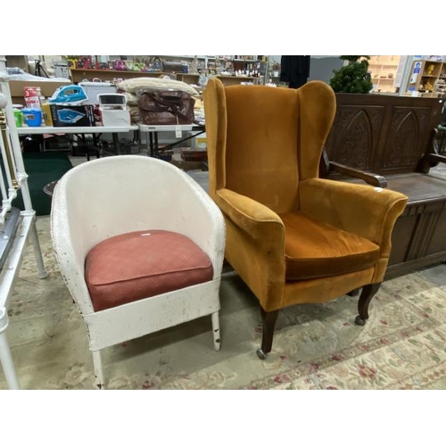 290 - Vintage wing armchair - possibly Parker Knoll (for decorative purposes only) 75W and a Lloyd Loom st... 