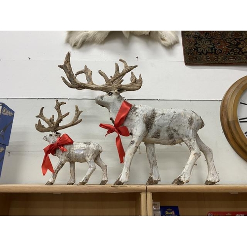 316 - Two decorative bark reindeers