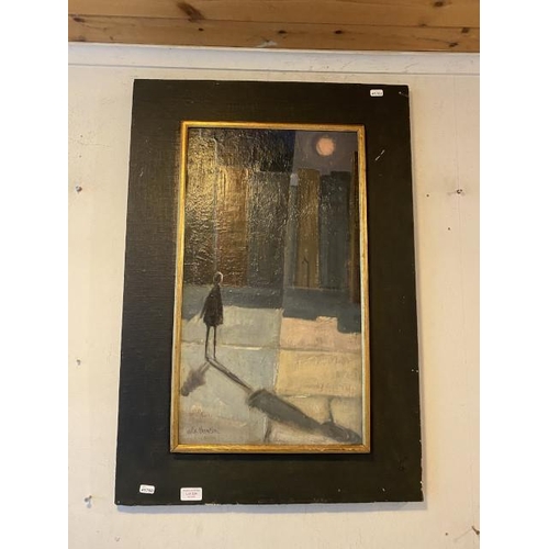 324 - Framed oil on board signed Ally Thompson of a moonlight scene 36x62cm picture/ frame 57x82cm