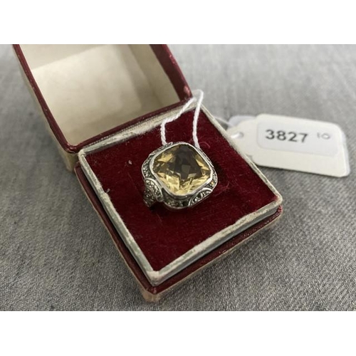 424 - Victorian silver & citrine set ring (size E 1/2)