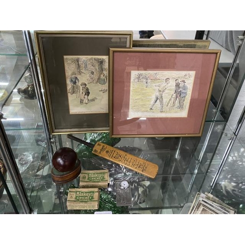 438 - Collection of cricketing memorabilia inc. The Keith Miller autograph Australia 1953 miniature cricke... 