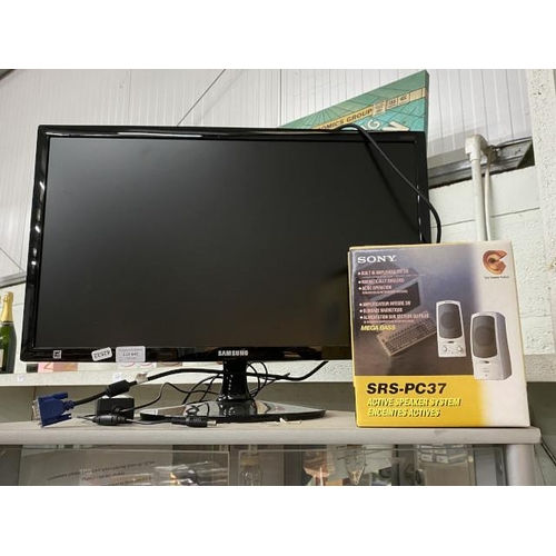 448 - Samsung monitor model S24D300H & boxed Sony SRS-PC37 speaker system