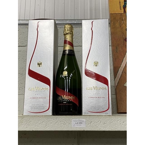 454 - Two boxed bottles of G.H. Mumm Cordon Rouge Brut champagne 750ml