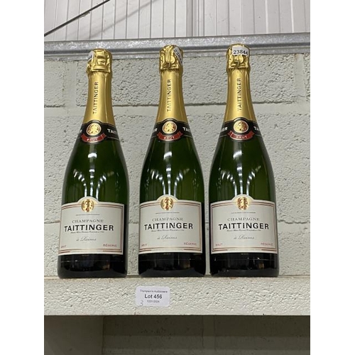 456 - 3 bottles of Taittinger Reserve Brut champagne 750ml