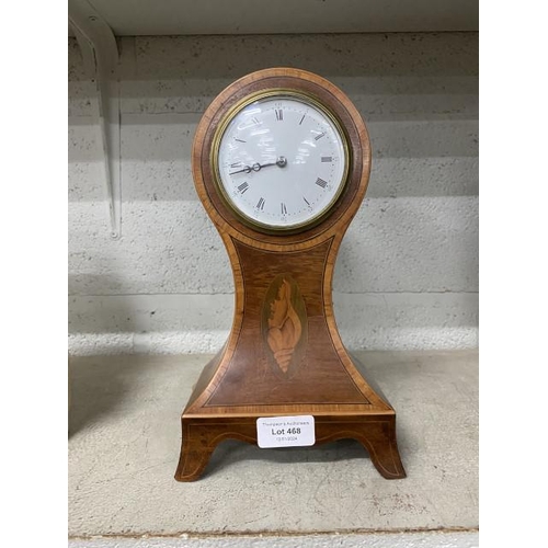 468 - Mahogany inlaid balloon clock with key