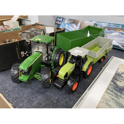 474 - John Deere 6210R model tractor & trailer & Claas Ares 836 RZ model tractor & trailer