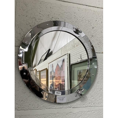 487 - Chrome porthole style mirror 35cm diameter