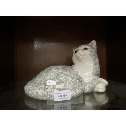 490 - Just Cats & Co. ceramic gloss cat with glass eyes 18H 25W