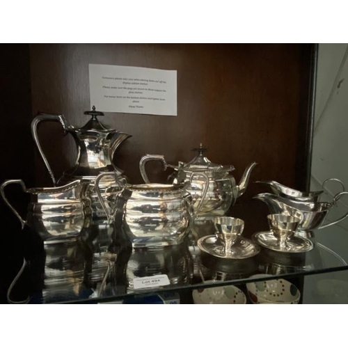 494 - 4 piece Walker & Hall silver plated tea set, 2 silver plated egg cups etc.