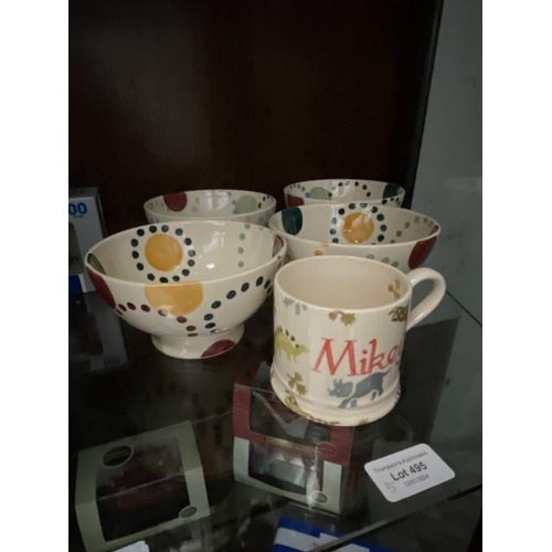 495 - 4 Emma Bridgewater breakfast bowls & Emma Bridgewater mug