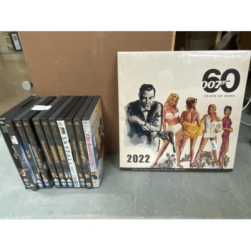 537 - 007 60 years of Bond 2022 calendar (New sealed) & 11 James Bond DVD's