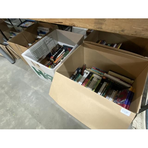 556 - 9 boxes of books including The Blue Planet, Cold War, Ready Steady Cook files, Enid Blyton, Roald Dh... 