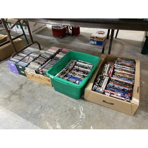 599 - 2 boxes of CDs incl Sting, Bryan Adams, David Bowie, Earth, Wind & Fire and 2 boxes of DVDs incl Bil... 