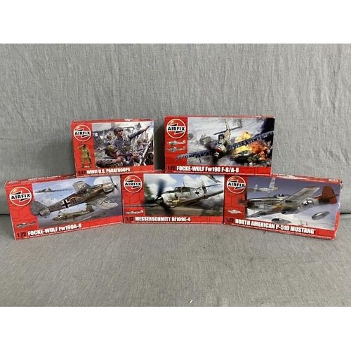 80 - AIRFIX A02711 WWII U.S. Paratroops, A01020 Focke-Wulf Fw190A-8, A01008 Messerschmitt Bf109E-4, A0100... 