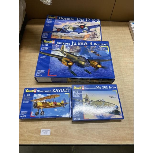 88 - REVELL 04672 Junkers Ju 88A-4 Bomber, 04655 Dornier Do 17 Z-2, 04676 Stearman Kaydet & 04166 Messers... 