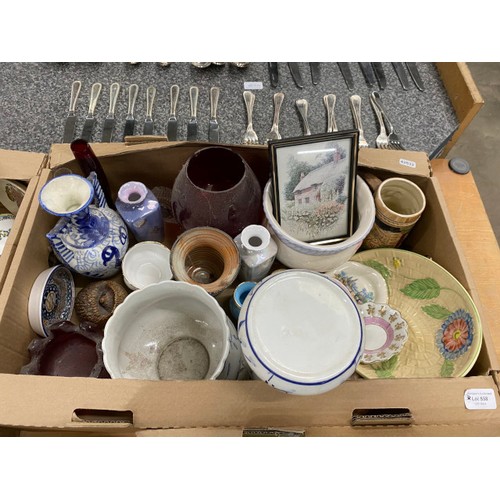 558 - 7 boxes of mixed collectables including 6 piece Hornsey Contrast coffee set (no pot), Denby dish, Po... 