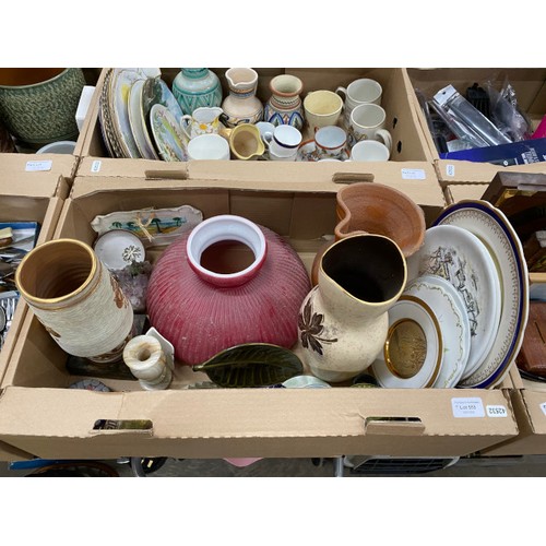 559 - 8 boxes of mixed collectables including brass, silver plate, planters, liqueur miniatures, 35cl bott... 