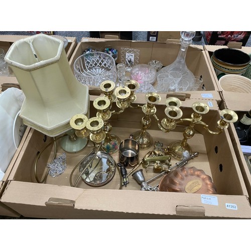 559 - 8 boxes of mixed collectables including brass, silver plate, planters, liqueur miniatures, 35cl bott... 