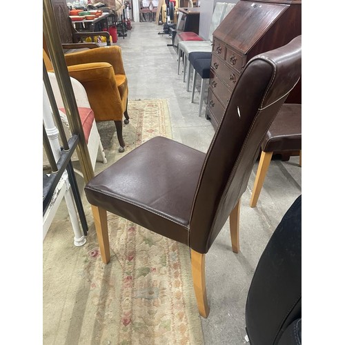 277 - 4 brown leather dining chairs